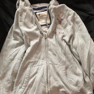 AEO Grey Graphic Zip Up Hoodie XXL